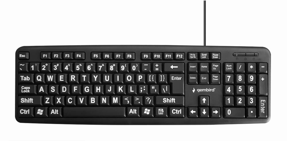 Tastatūra STANDART USB ENG BIG/LETT. MELNS KB-US-103 GEMBIRD