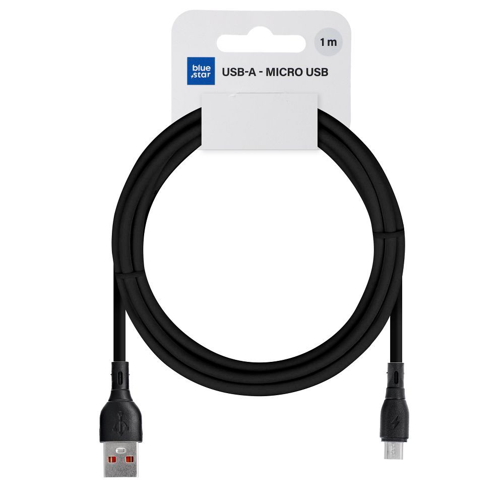 BLUE STAR ECO kabelis USB A uz Micro USB PJ68-23-2 1 m melns