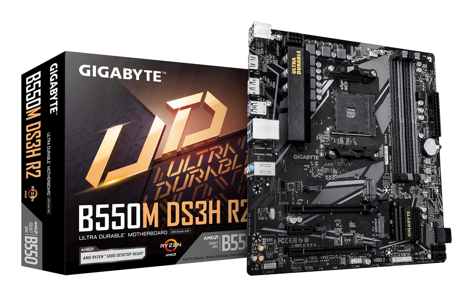 Mātesplate Gigabyte B550M DS3H R2 AMD B550 AM4 Micro-ATX DDR4 4x Slots