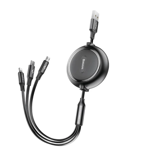 USB kabelis Baseus 3in1 melns 35cm / 120cm