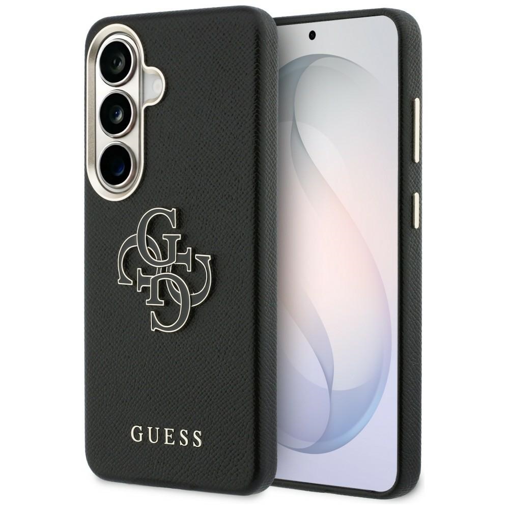 Guess maciņš Grained Big 4G Metal Logo priekš Samsung Galaxy S26 melns