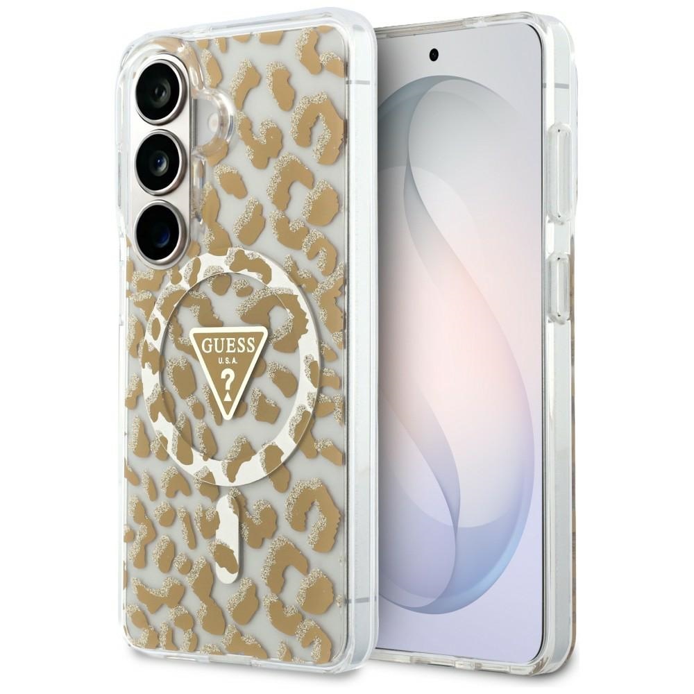 Guess maciņš IML Leopard Print Triangle MagSafe for Samsung Galaxy S26 brūns