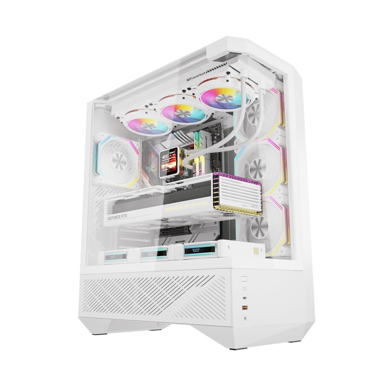 Darkflash DY460 datora korpuss (balts) + 4 ARGB ventilatori