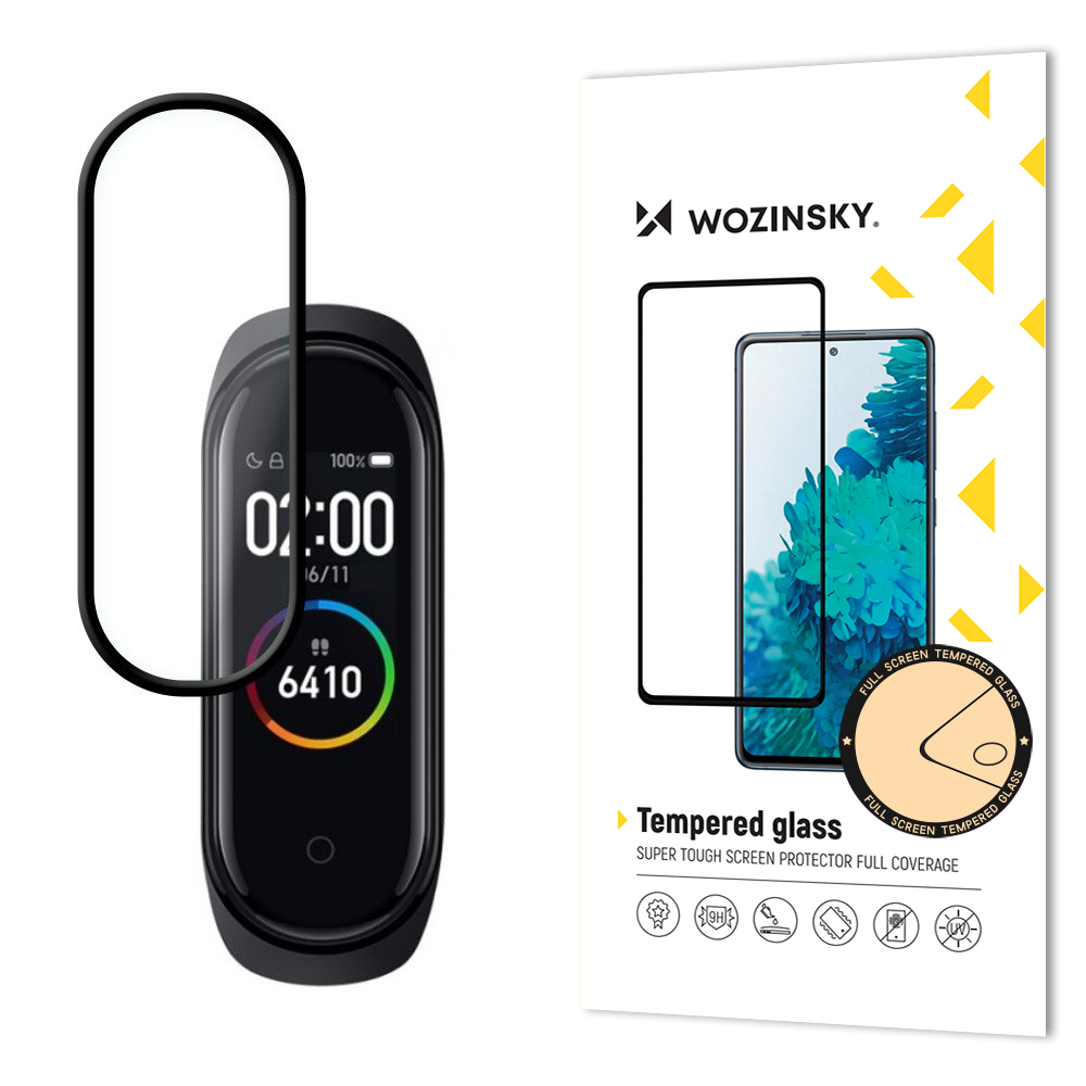 Wozinsky īpaši izturīgs stikls pilna līme ar rāmi apvalkam draudzīgs Xiaomi Mi Band 4 / Mi Band 3 caurspīdīgs