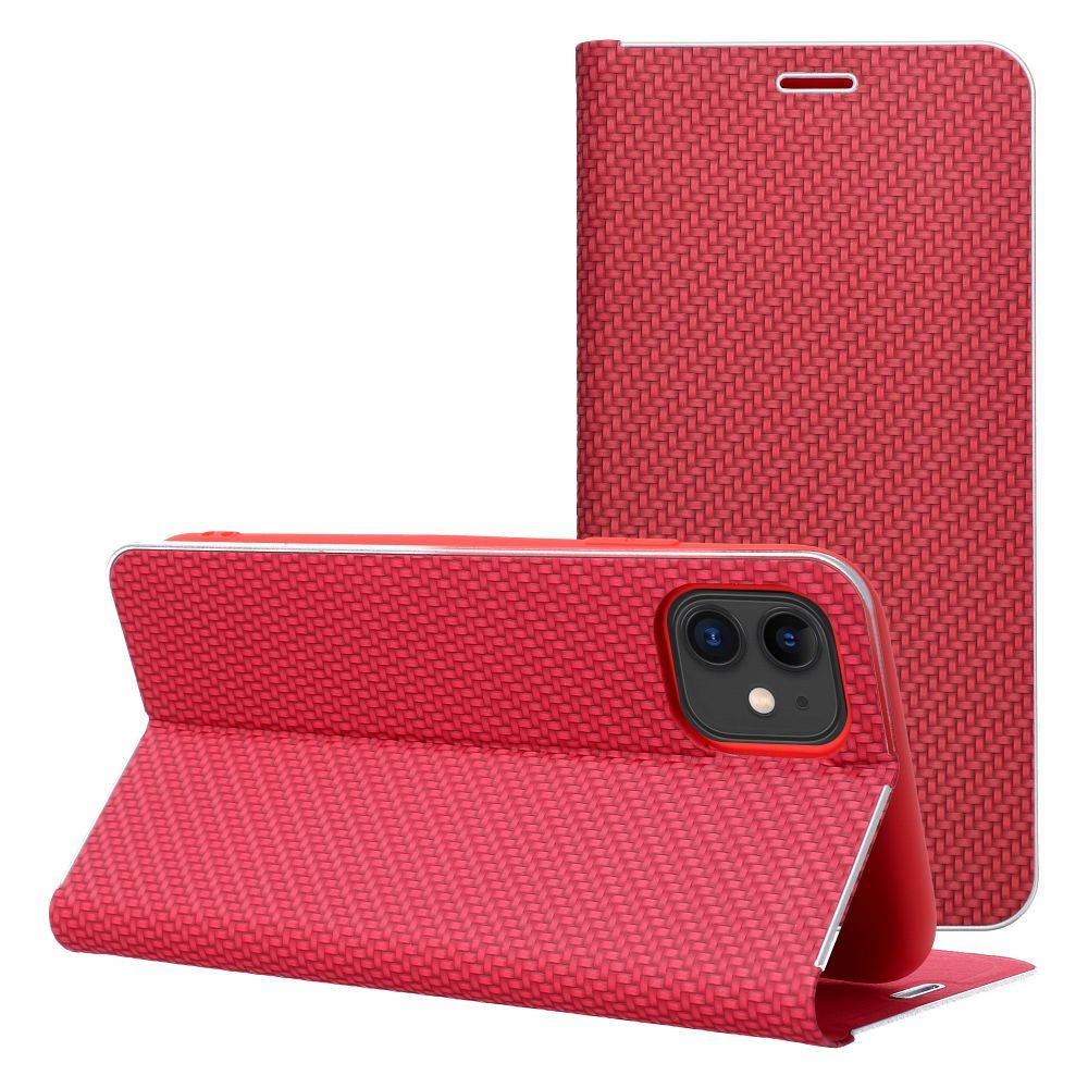 Viedtālruņa apvalks LUNA Book Carbon IPHONE 17 Pro Max sarkans