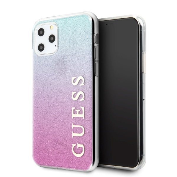 Guess GUHCN65PCUGLPBL iPhone 11 Pro Max - rozā/meln gradient Glitter