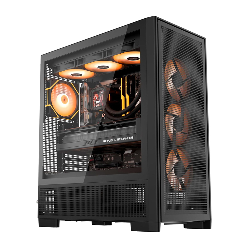 DarkFlash AIRNOVA computer maciņš (melns) + 3 fans