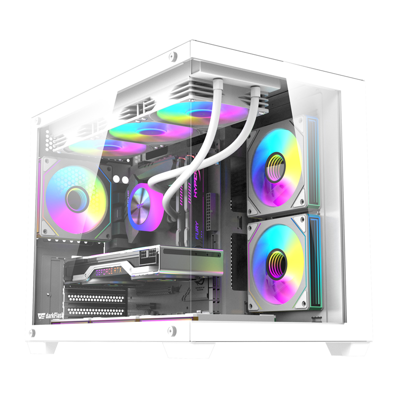DarkFlash B275 PRO datora korpuss (balts) + 6 ventilatori