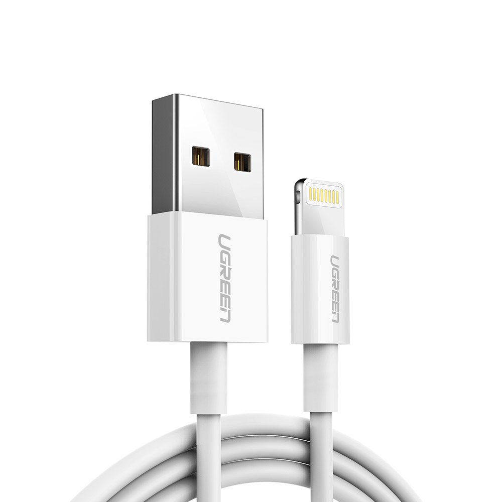 USB kabelis Ugreen US155 MFi USB to Lightning 2.4A 1.0m balts