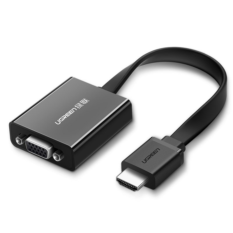 Ugreen adapteris HDMI - VGA micro USB / audio 3.5 mm mini jack melns (40248)