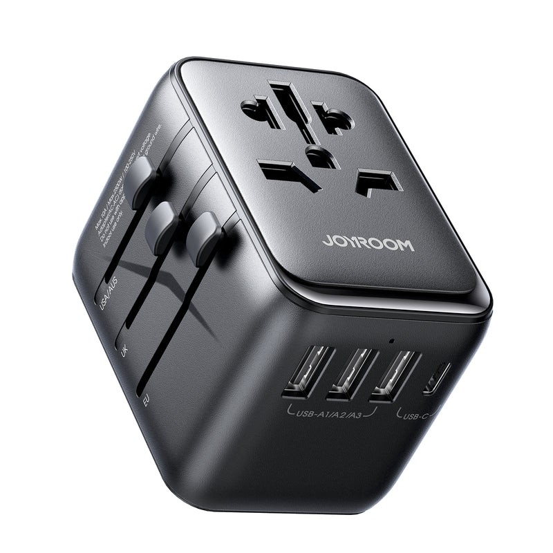 Universālais ceļojumu lādētājs Joyroom JR-TCW01 15W 3xUSB-A/USB-C melns