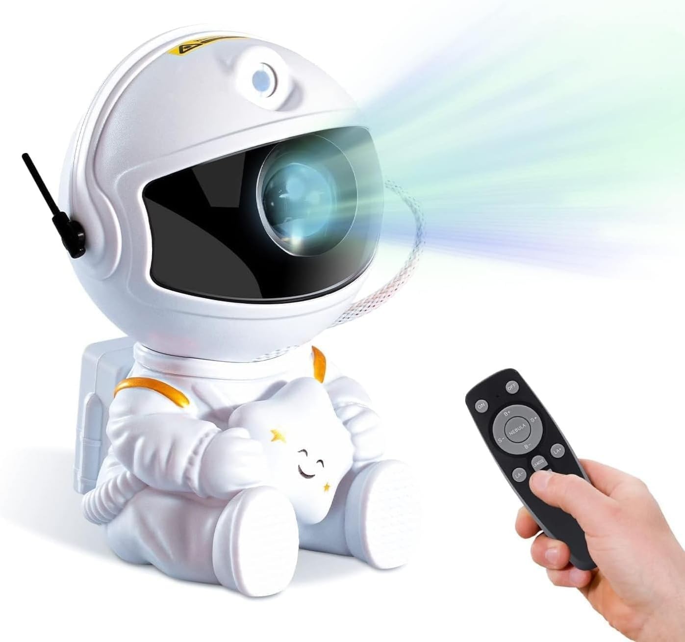 LED 3D galaxy and star projector Reach Mini Astronaut, white
