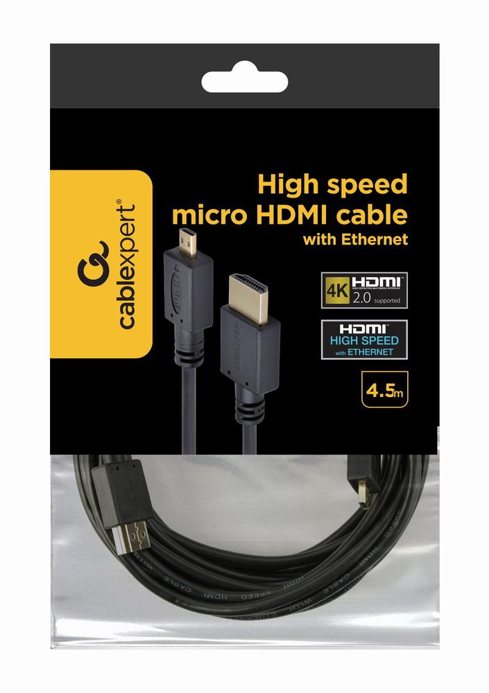 GEMBIRD HDMI-Micro HDMI Kabelis 4.5M V2.0 melns CC-HDMID-15