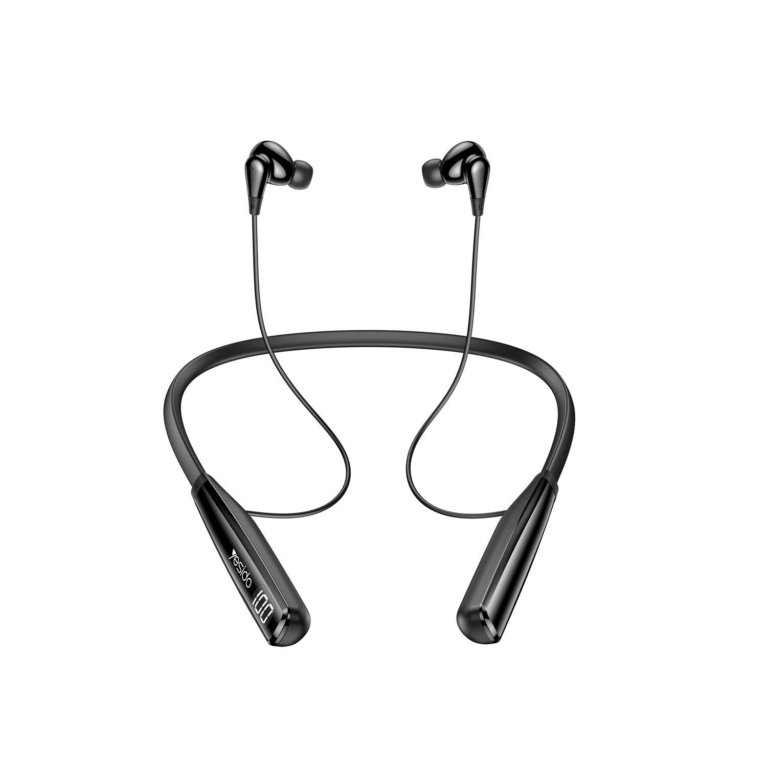 YESIDO SPORTS HEADPHONES YSP22 BT 5.3 500mAh LED BEZVADU melns