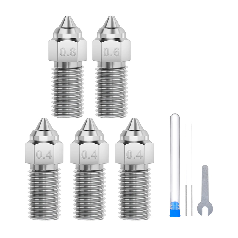 ELEGOO Neptune 4 / 4 Pro Rūdīta tērauda sprauslu komplekts (0.4 mm x3, 0.6 mm x1, 0.8 mm x1)