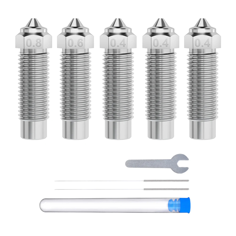 ELEGOO Neptune 4 Plus / 4 Max Rūdīta tērauda sprauslu komplekts (0.4 mm x3, 0.6 mm x1, 0.8 mm x1)