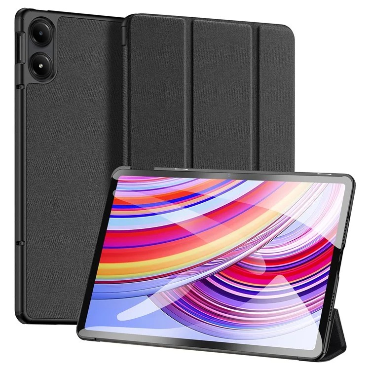 Dux Ducis Domo apvalks ar vāciņu un viedo miegu Xiaomi Redmi Pad Pro (4G/5G)/Poco Pad 12.1 - melns