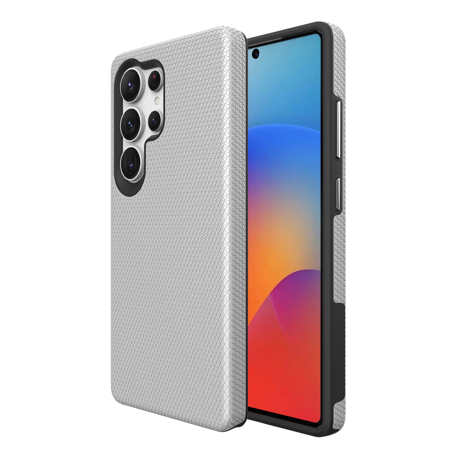 Perfekcionistu trīsstūra korpuss Samsung S908 S22 Ultra 5G sudraba krāsā