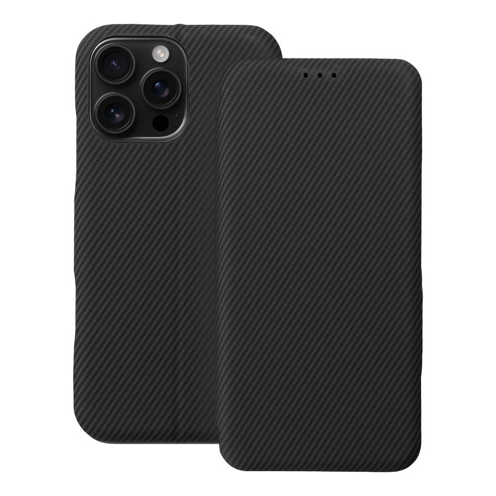 FOLIO sānu magnētiskais grāmatas tipa viedtālruņa apvalks, paredzēts IPHONE 16 PRO MAX, melns