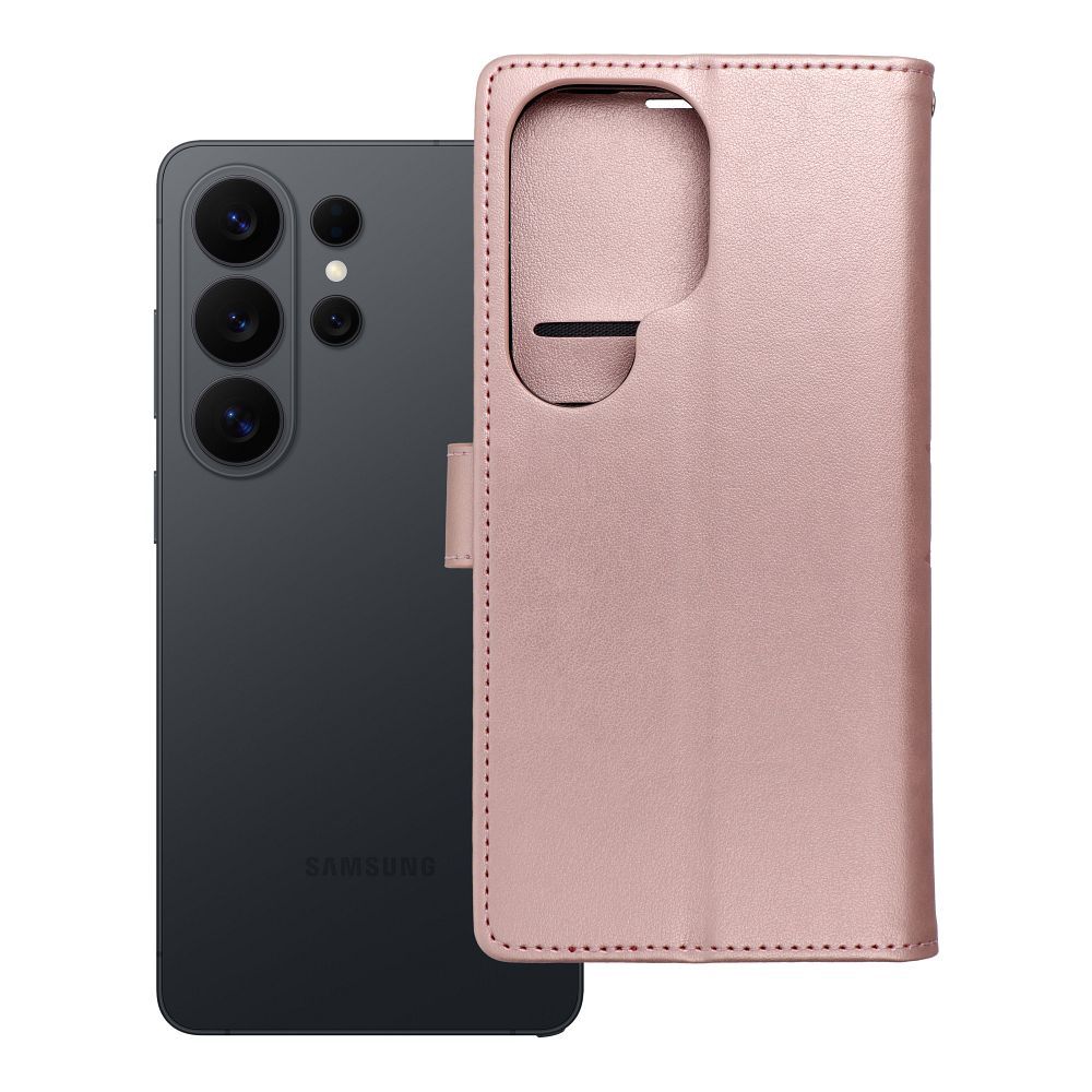 MEZZO grāmatas tipa viedtālruņa apvalks SAMSUNG S26 Ultra ar mandalu, rozā zelta krāsā