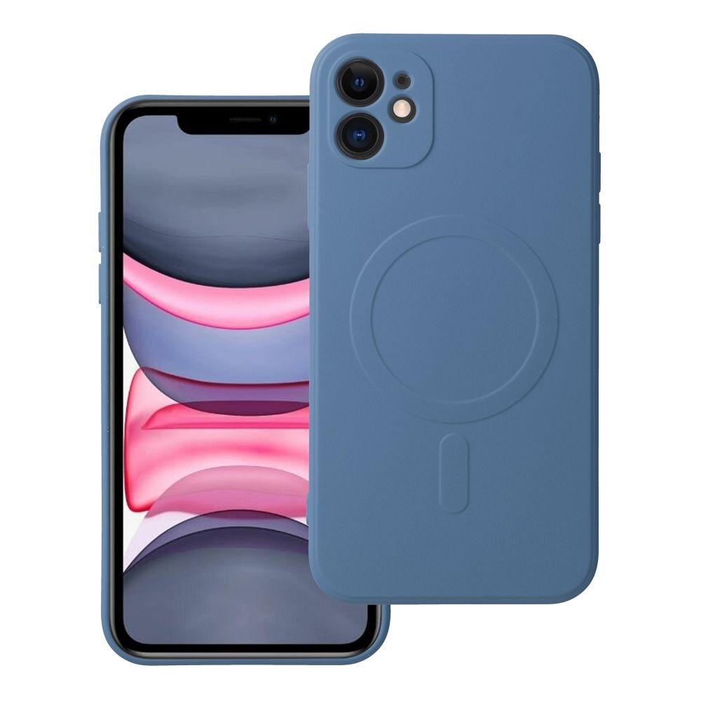 Чехол для iPhone 11 силиконовый Mag Cover совместимый с MagSafe синий