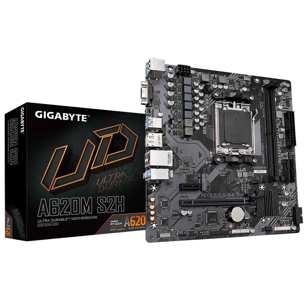 Mātesplate Gigabyte A620M S2H AMD A620 AM5 Micro-ATX DDR5 2x Slots 1x M.2