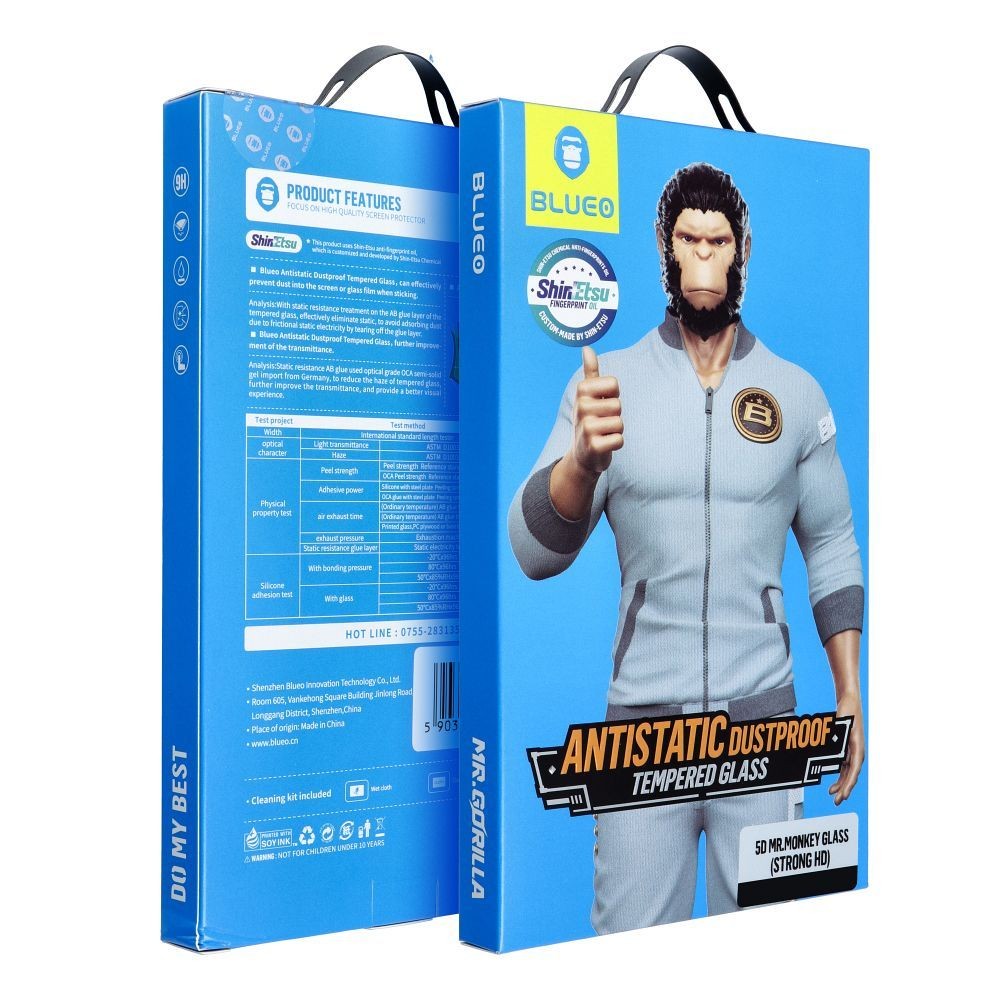 5D Mr. Monkey stikls - Samsung Galaxy S25 Ultra melns (Strong Lite)