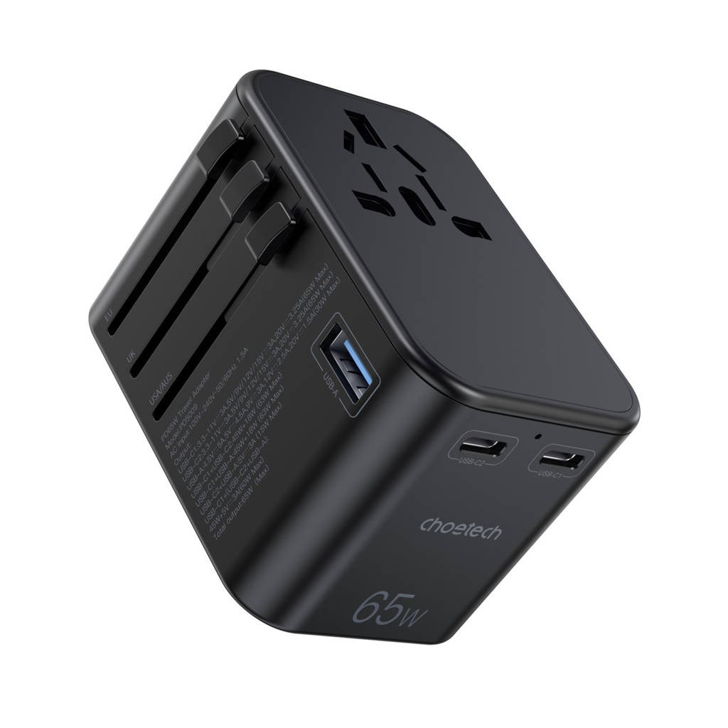 Universal Travel Charger Choetech PD5009 65W 2xUSB-C/USB-A black