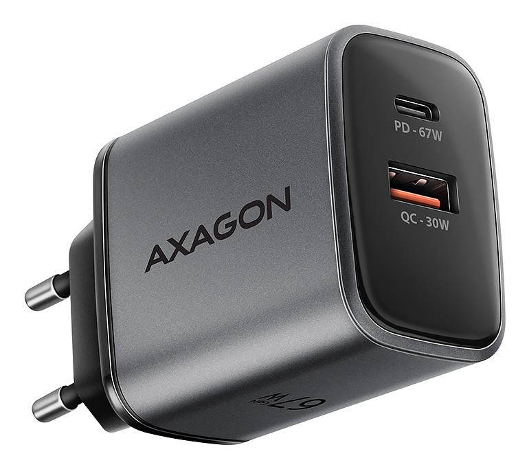 Sienas USB lādētājs 67W GaN 2 portu ACU-PQ67 Axagon