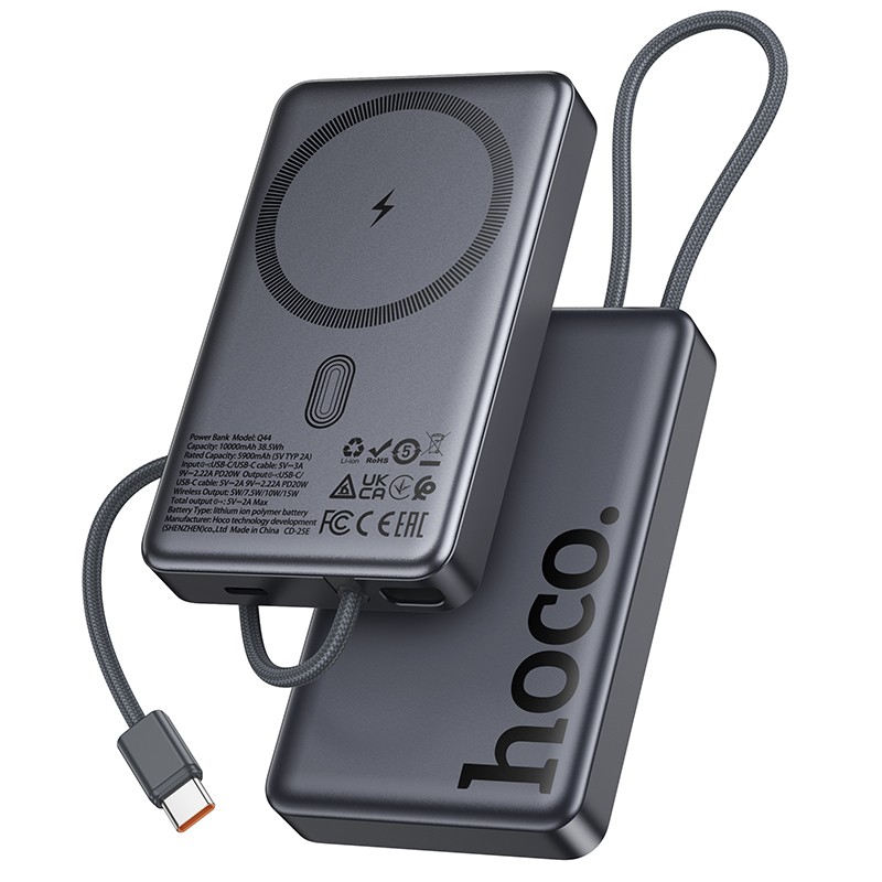 Ārējā baterija Power Bank Hoco Q44 20W Magnetic 10000mAh melna