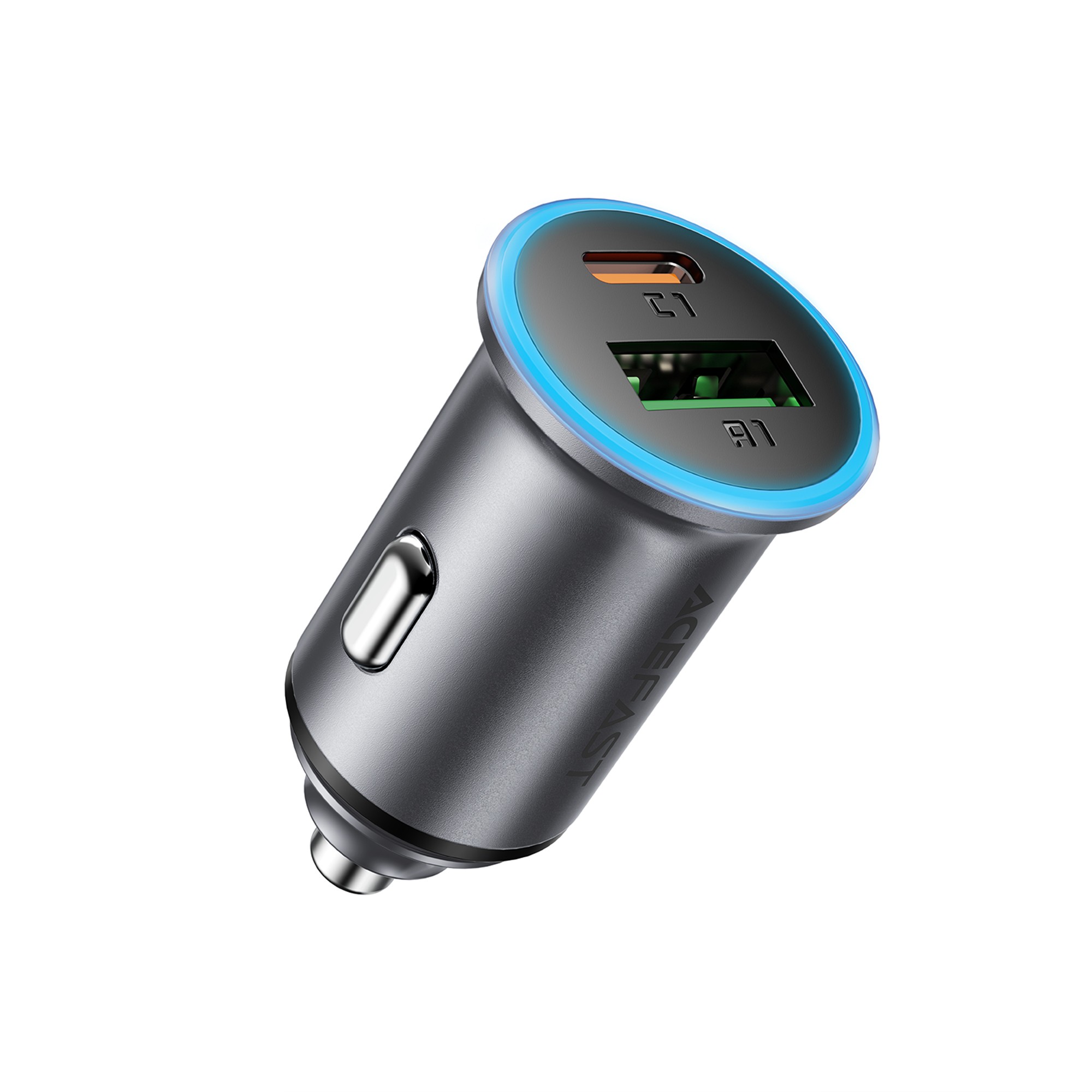 Auto lādētājs Acefast B15 65W USB-C/USB-A pelēks