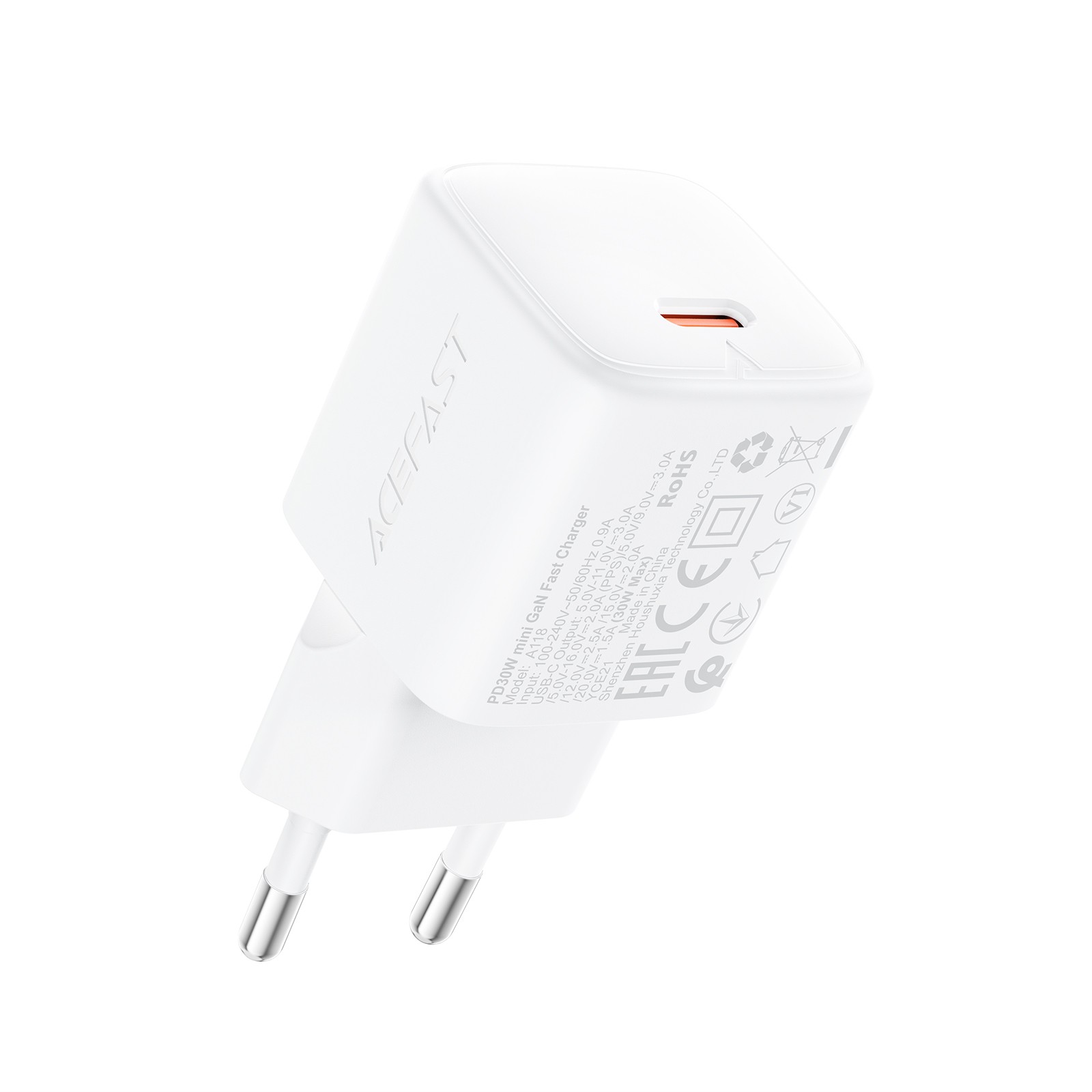 Lādētājs Acefast A118 30W GaN USB-C balts