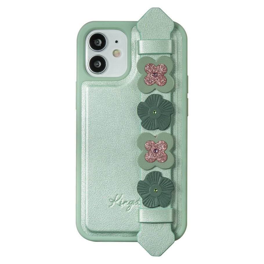 Kingxbar Sweet Series viedtālruņa apvalks dekorēts ar oriģinālajiem Swarovski kristāliem iPhone 12 mini zaļš