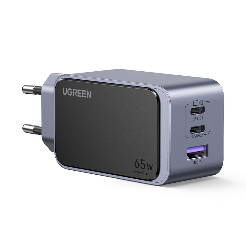 Lādētājs Ugreen X553 GaN 65W 2xUSB-C/USB-A pelēks (35042)