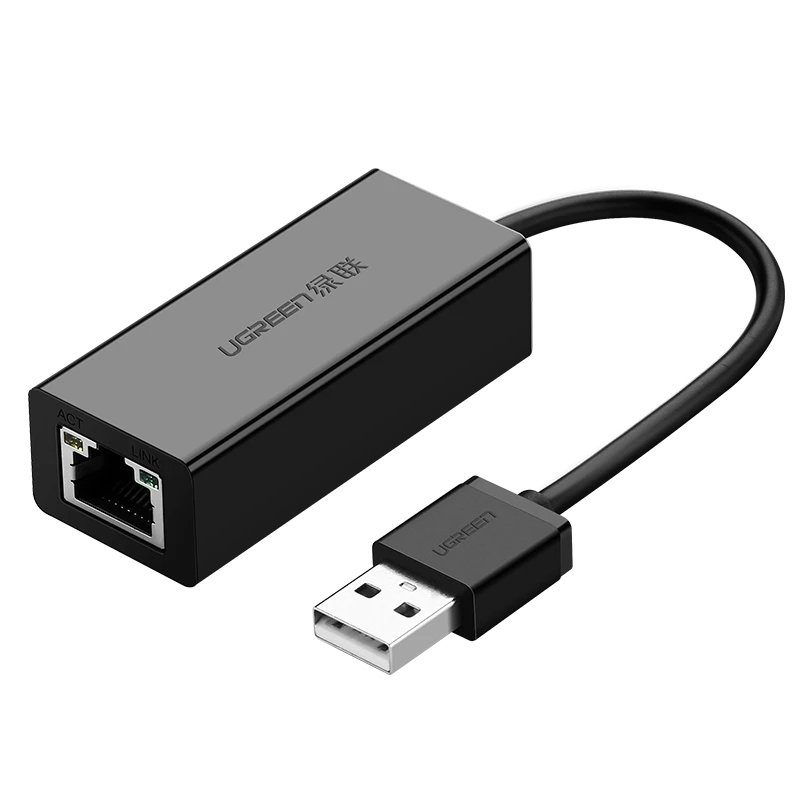 Ugreen ārējā tīkla karte RJ45 - USB 2.0 100 Mbps Ethernet melna (CR110 20254)
