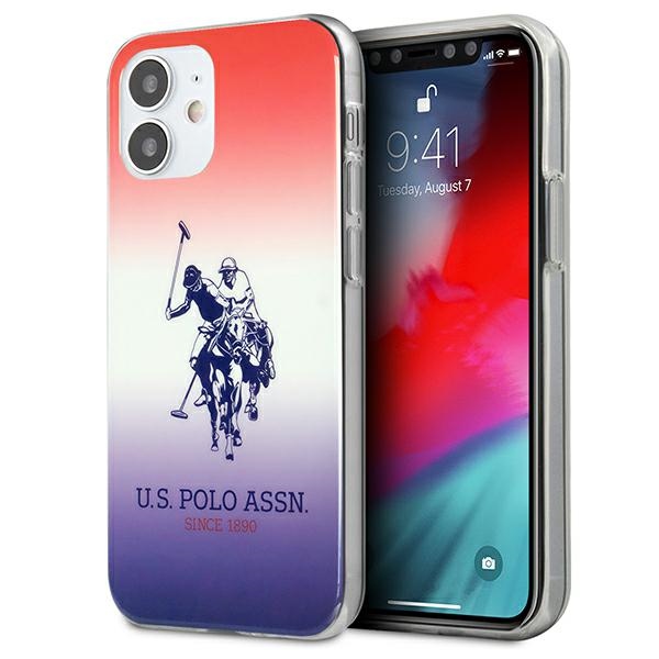 US Polo Assn. Gradient Pattern Collection iPhone 12 mini viedtālruņa apvalks - sarkans un zils