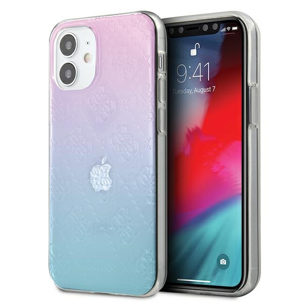Guess GUHCP12S3D4GGBP iPhone 12 mini 5.4" zila-rozā/zila un rozā cietais apvalks 4G 3D raksta kolekcija