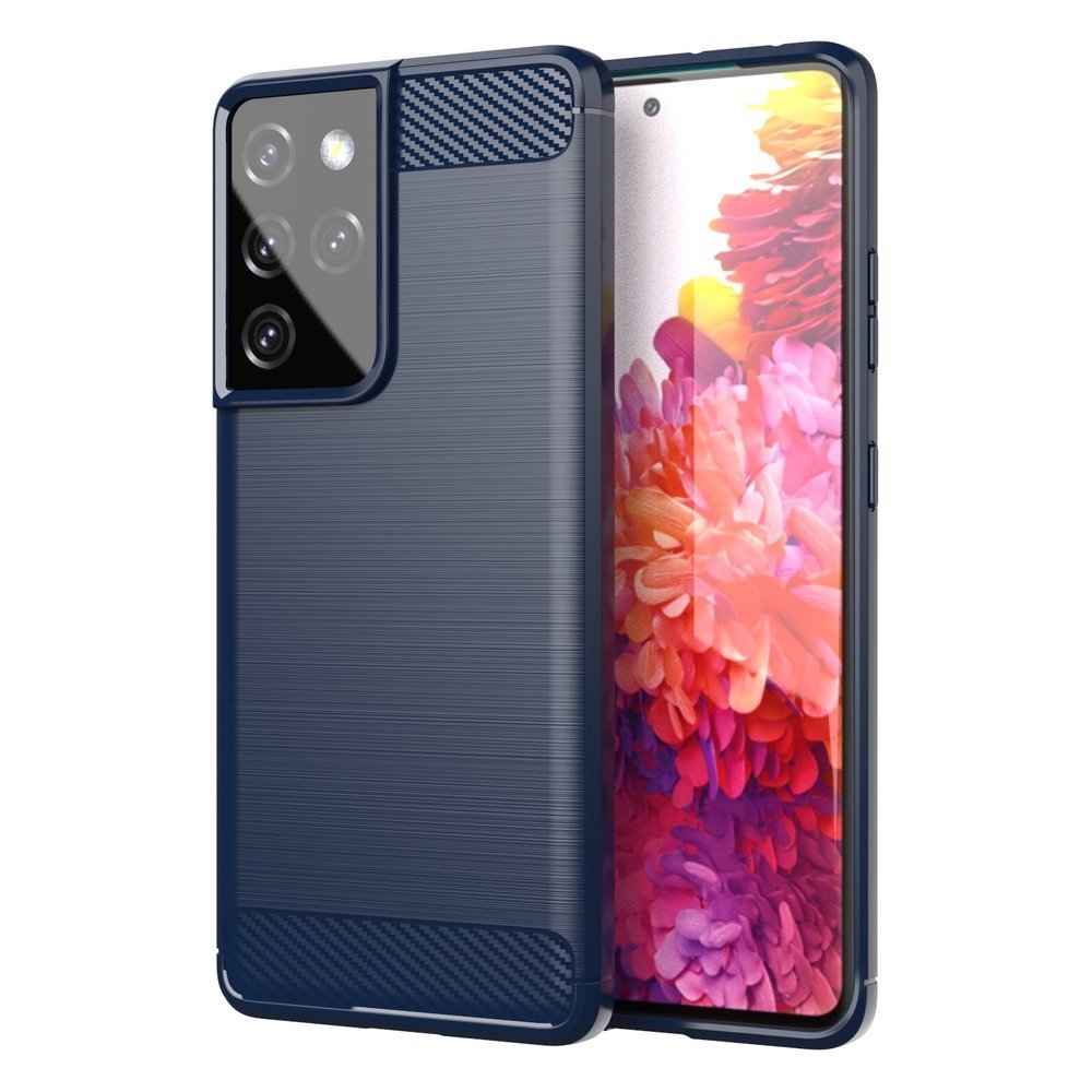 Carbon Case гибкий TPU чехол для Samsung Galaxy S21 Ultra 5G синий