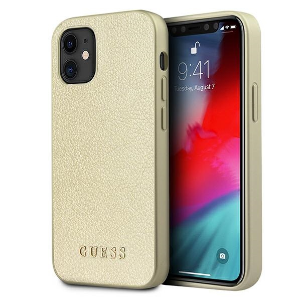 Guess GUHCP12SIGLGO iPhone 12 mini 5.4" zelta/zelta cietais apvalks Iridescent