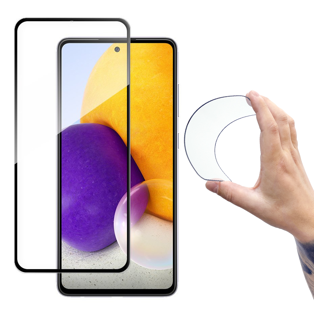 Wozinsky pilna pārklājuma Flexi Nano stikla hibrīda aizsargstikls ar rāmi Samsung Galaxy A72 4G melns