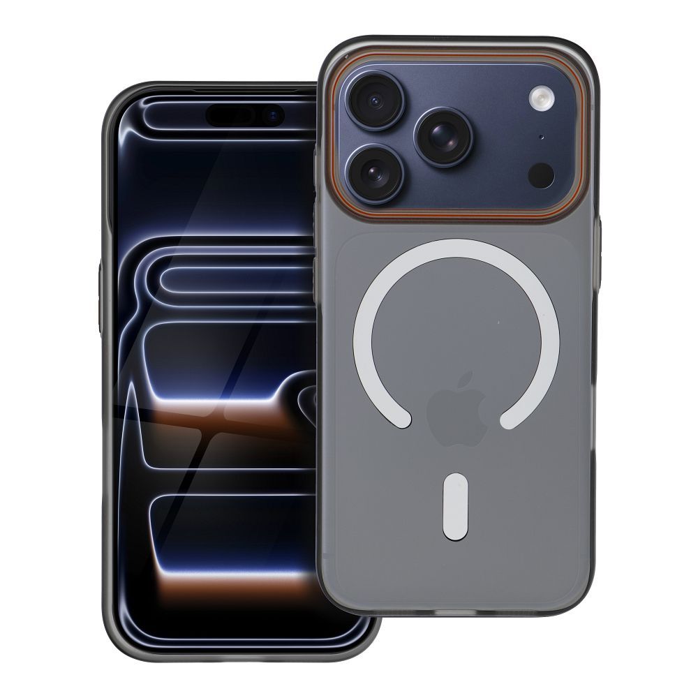 maciņš iPhone 16e (SE4 2025) / 17e Go oranžs saderīgs ar MagSafe melns