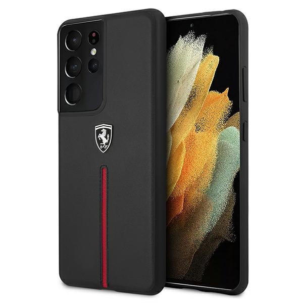 Ferrari FEOSIHCS21LBK S21 Ultra G998 melns/melns hardcase Off Track Leather Nylon Stripe