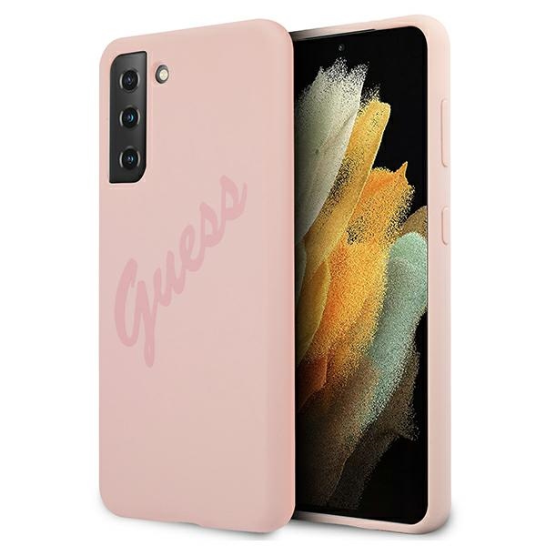 Guess GUHCS21MLSVSPI S21+ G996 розовый/розовый жёсткий чехол Script Vintage