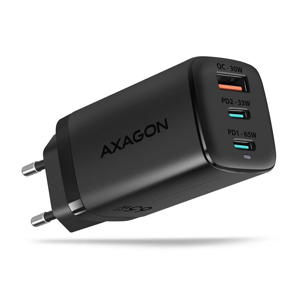Sienas USB lādētājs 65W GaN 3 portu ACU-DPQ65 Axagon