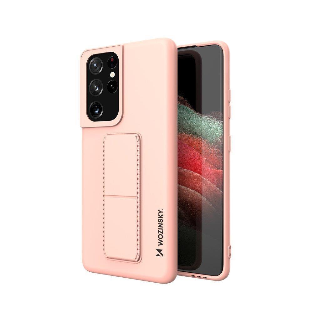 Wozinsky Kickstand Case силиконовый чехол с подставкой Samsung Galaxy S21 Ultra 5G розовый