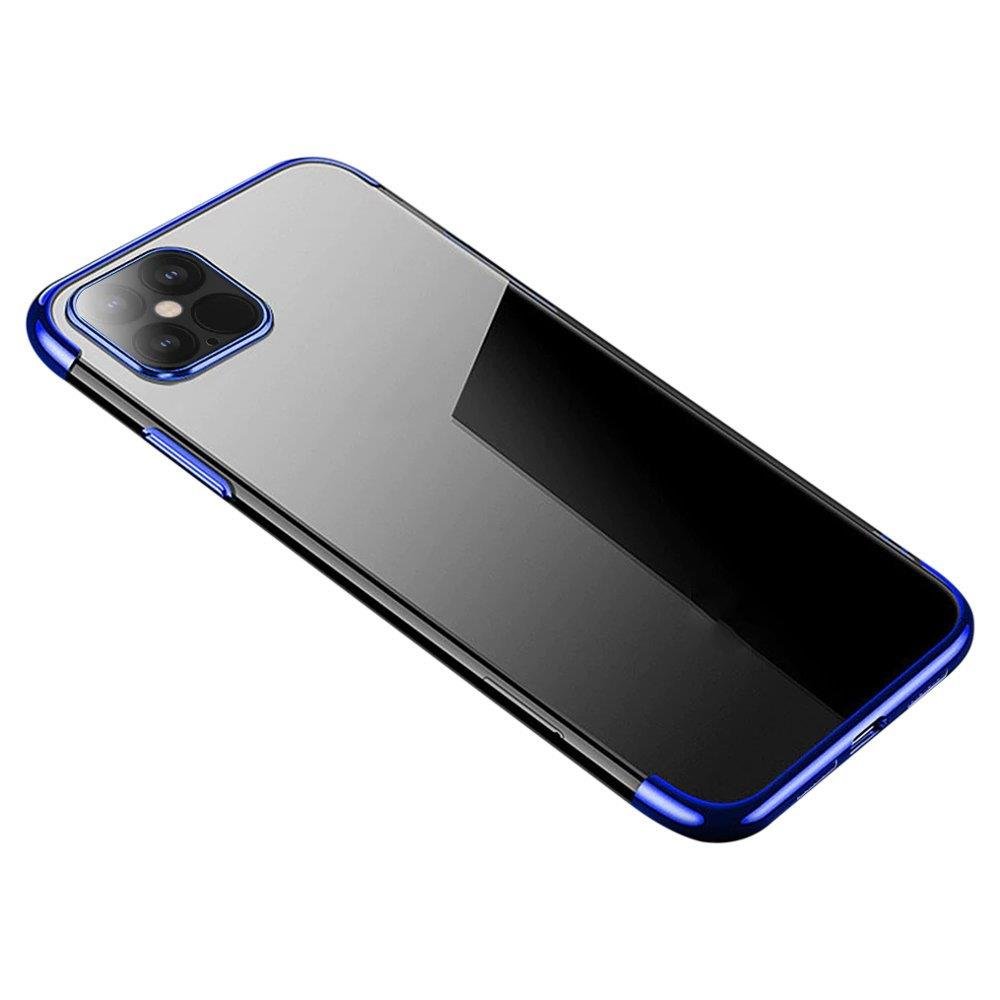 Caurspīdīgs krāsains apvalks Gel TPU ar elektroplāksnes rāmi Xiaomi Mi 11 zils