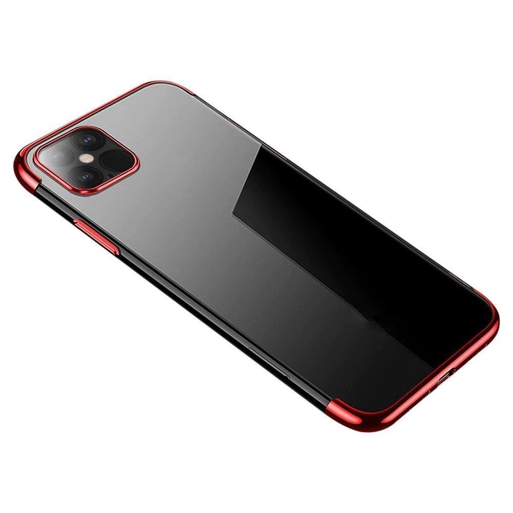 Caurspīdīgs krāsains apvalks Gel TPU ar elektroplāksnes rāmi Xiaomi Mi 11 sarkans