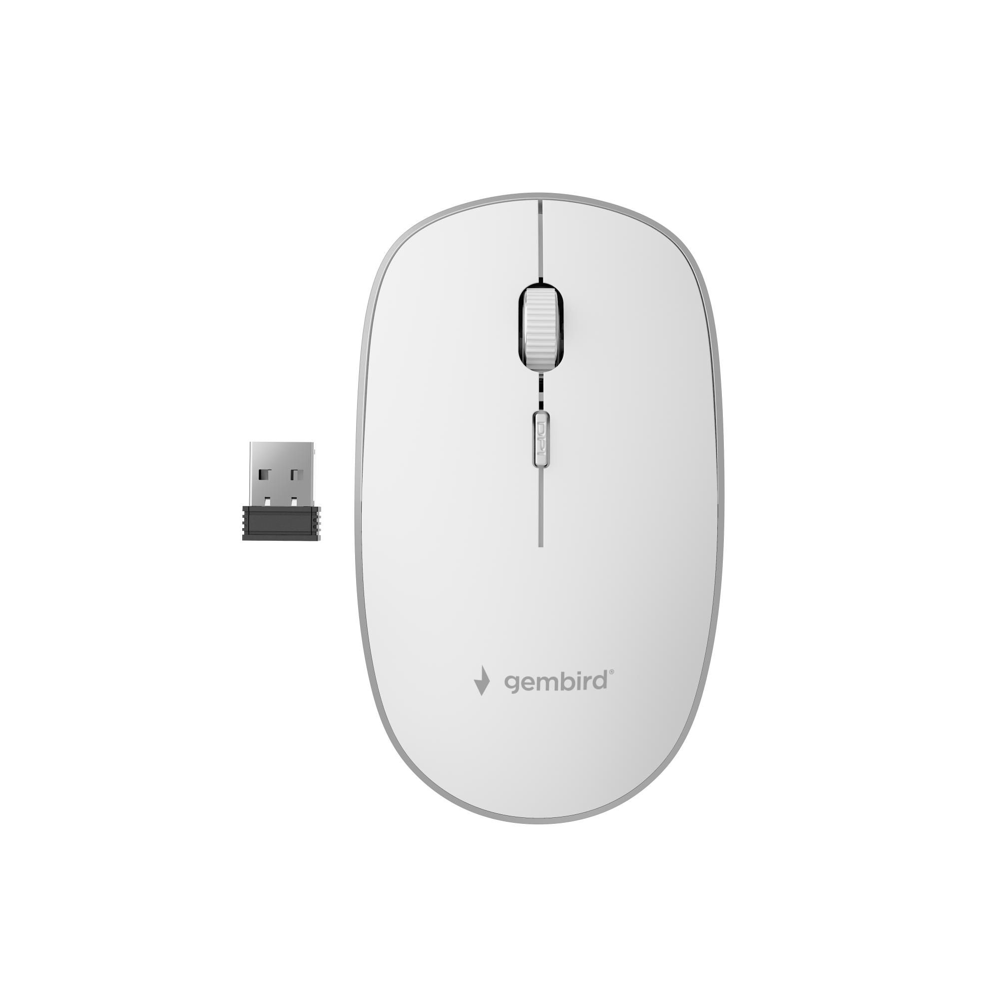 Gembird USB bezvadu optiskā pele balta MUSW-4B-01-W