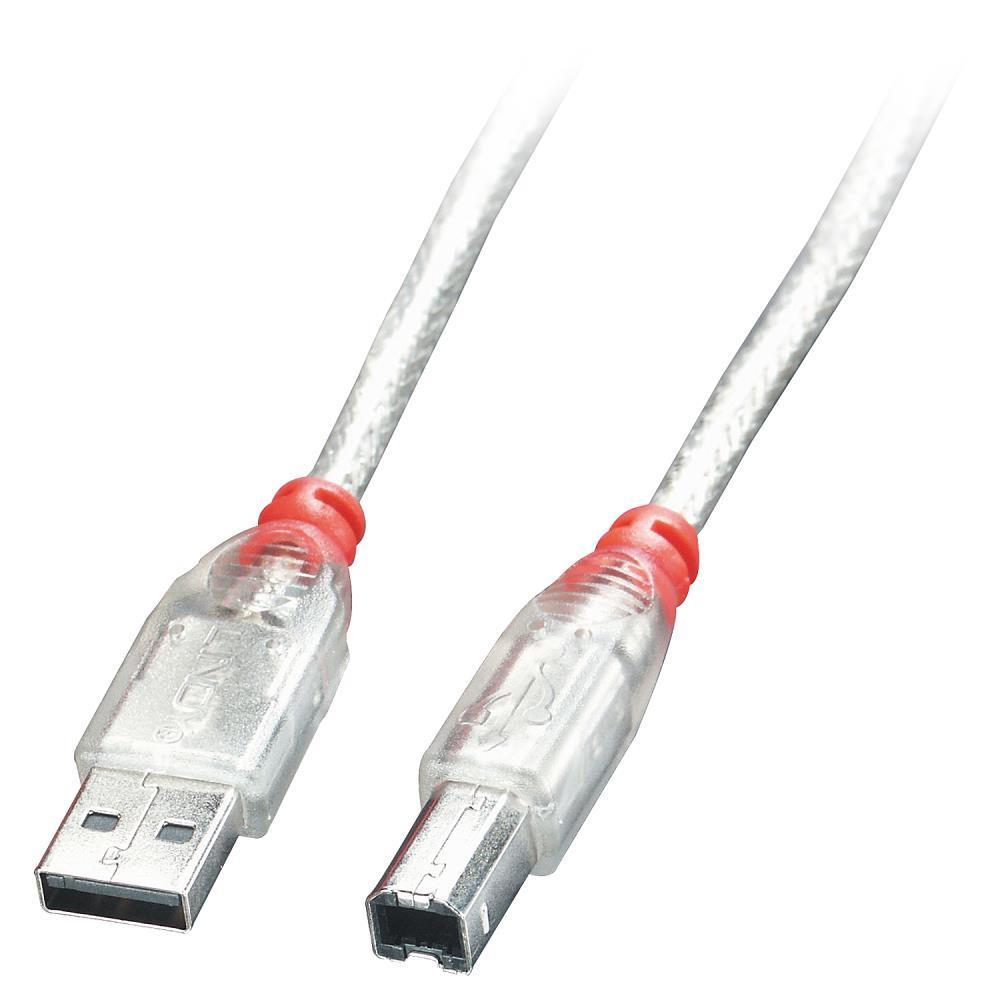 Lindy USB2 A-B kabelis 2m caurspīdīgs