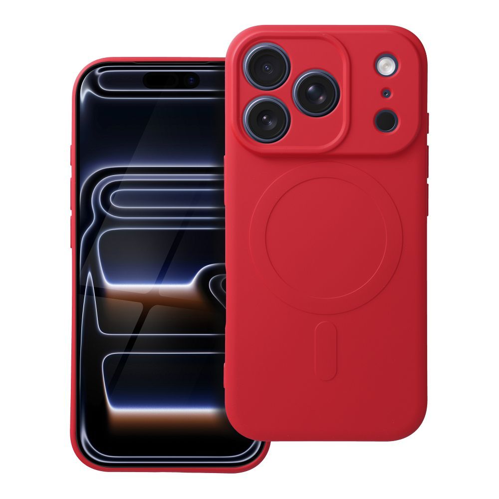 Silikona MAG COVER viedtālruņa apvalks iPhone 17 Pro sarkans, saderīgs ar MagSafe
